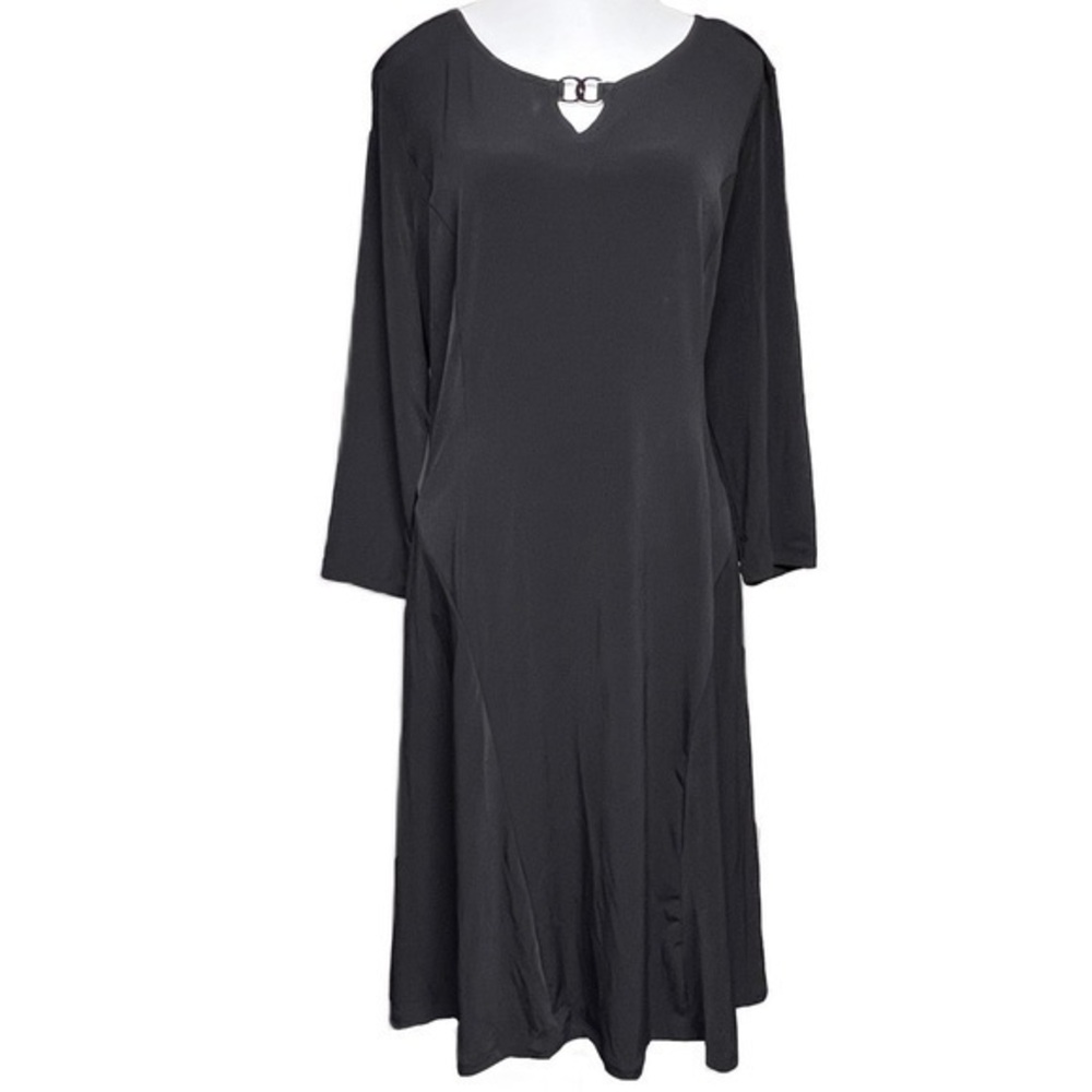 Susan Graver Liquid Knit Stretch Structured Black Dress Staple Capsule XL